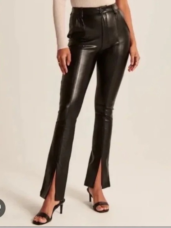 Abercrombie & Fitch Pants - Abercrombie Curve Love Faux Leather Skinny Pants Split Hem Black 32 14 NWT